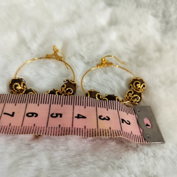 Hamsa Hand Charm Pendant With Coffee Brown beads - Picture 5 of 6